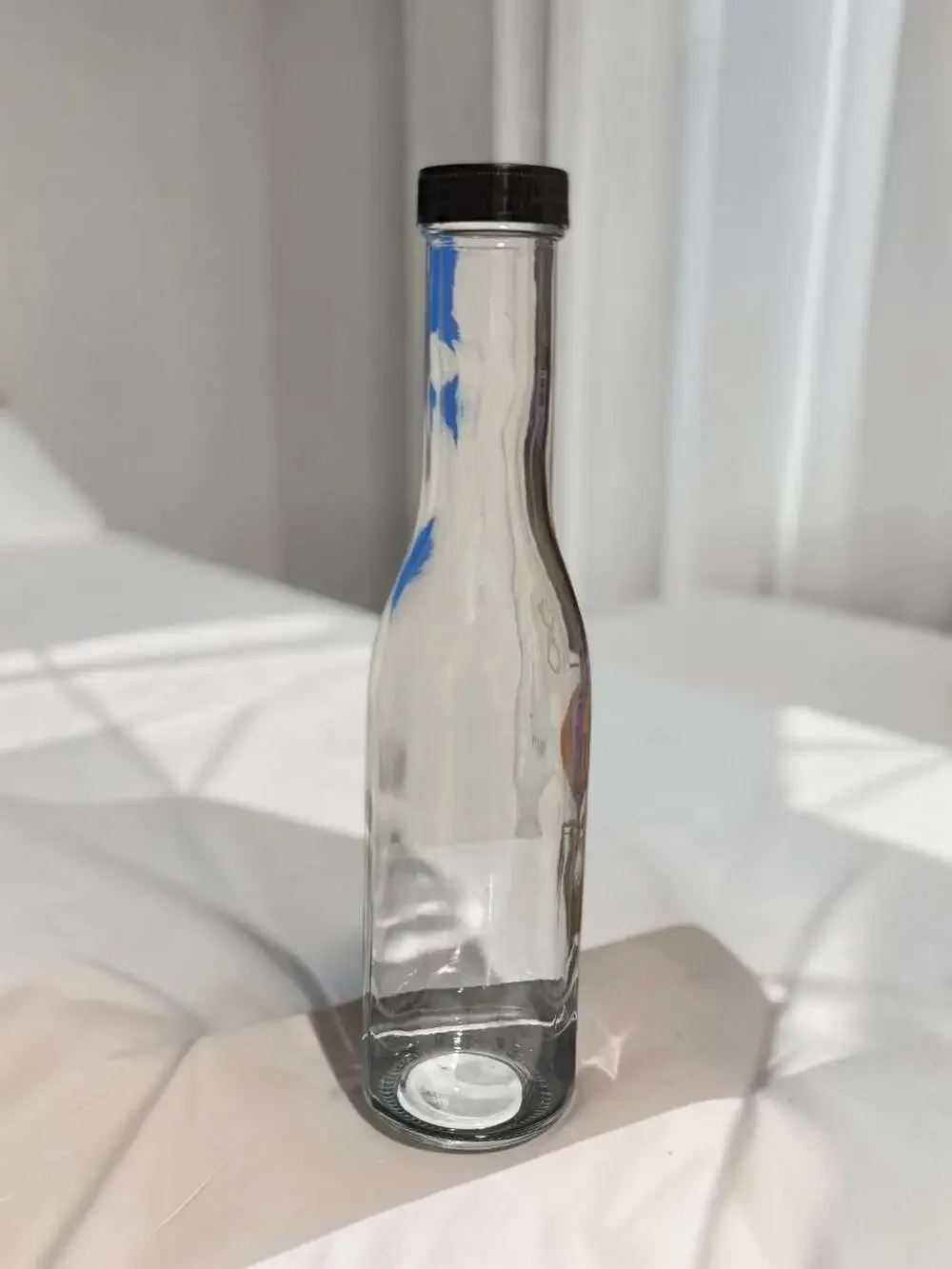 Bullseye's Playground Glass Syrup Bottle Clear with Black Lid 14.5 oz